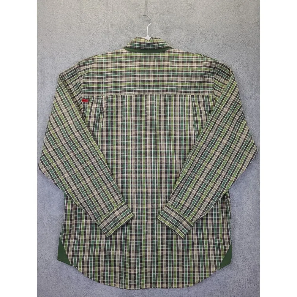 Massive Revolution Mens XL Military Style‎ Long Sleeve Plaid Button Down Shirt